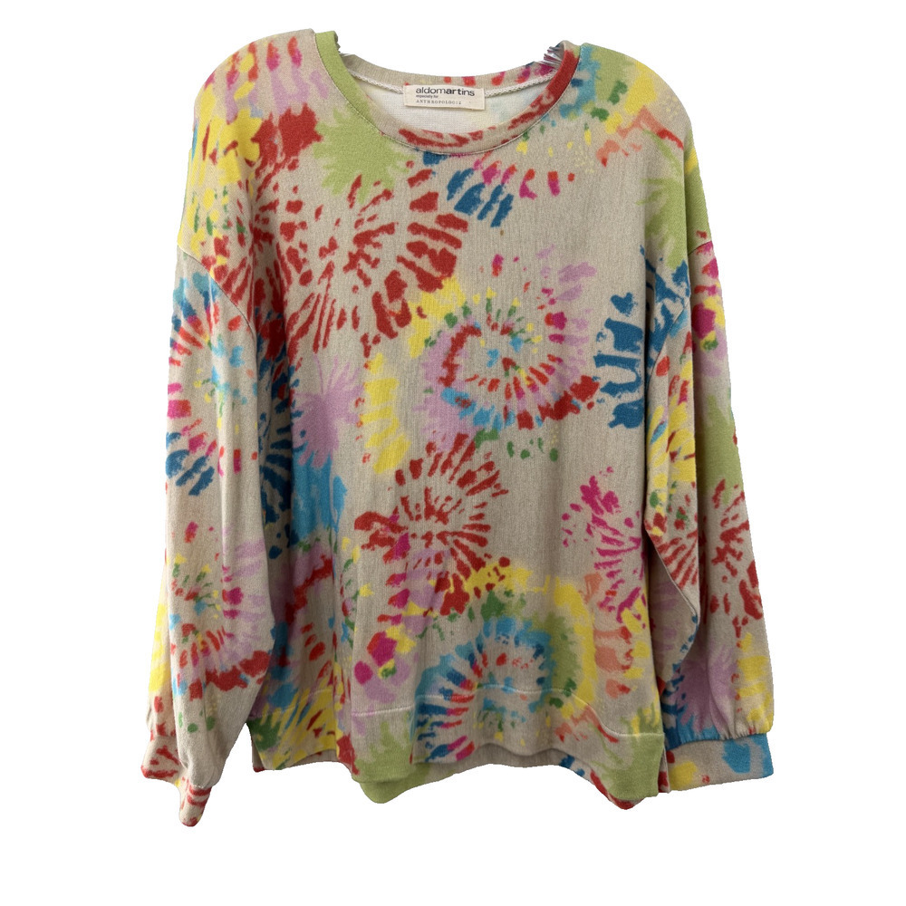 Aldomartins Women's Cotton Tie Die Scoop Neck Sweater Size Medium